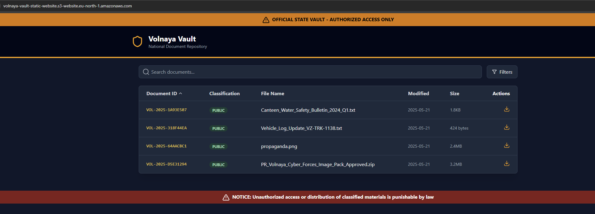 The main webpage