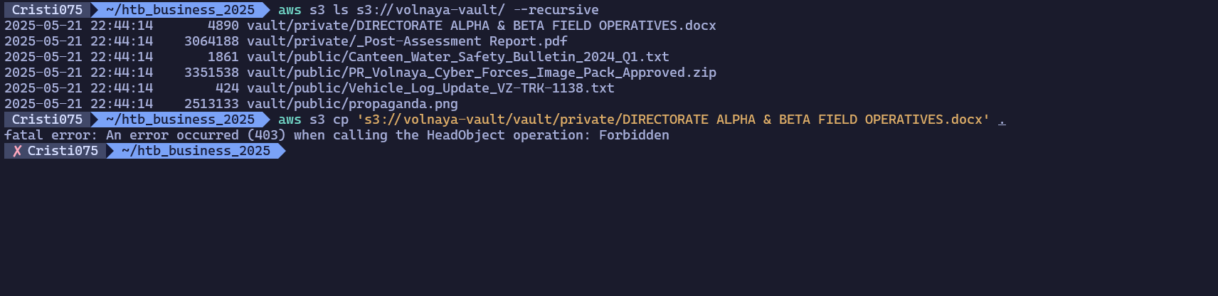 Attempting to copy data from s3
