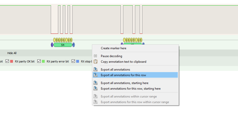 Exporting the data